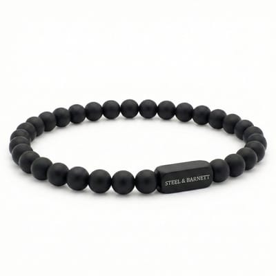 STEEL & BARNETT - Kralenarmband Heren - Natural Ned - Onyx - Maat S
