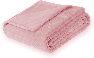 Extra Zachte Fleece Pluizige Knuffeldeken 130x150 cm Roze - Microvezel Bankdeken voor Bank en Camping