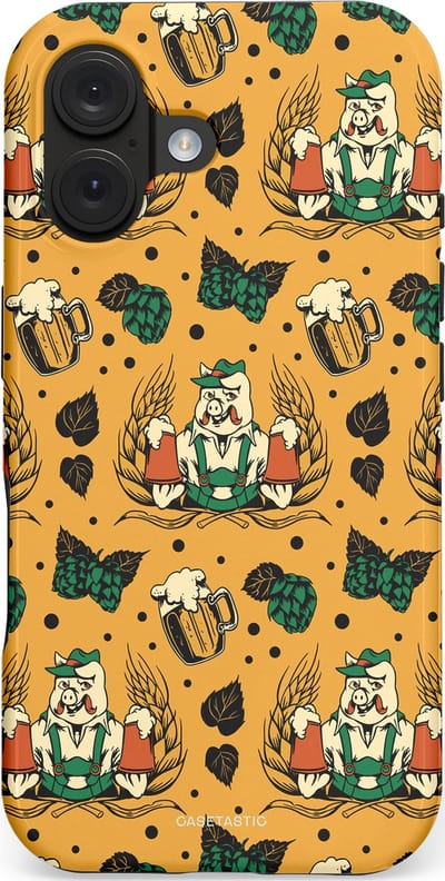 Casetastic hoesje geschikt voor Apple iPhone 16 - MagSafe - Dubbellaagse bescherming - Oktoberpret - Fashion Case - Goud Taupe Donkergroen Donkergrijs