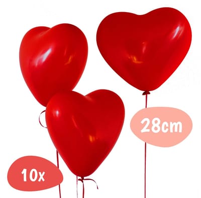 Hartjes Ballonnen - 28 cm - 10 stuks - Rood - Valentijn - Moederdag - Latex Ballonnenset - Geschikt voor Helium