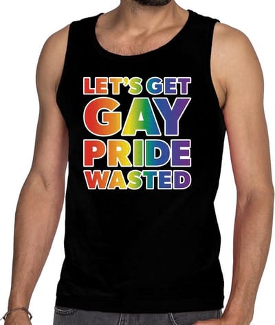 Lets get gay pride wasted tanktop/mouwloos shirt - zwart homo tanktop heren - LHBT S