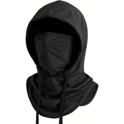 1pc Cagoule d'été Masque facial intégral Protection solaire Blocage UV Pêche Cyclisme Sports de plein air Capuche pour hommes Polyester 100. Tricot Fabri noir