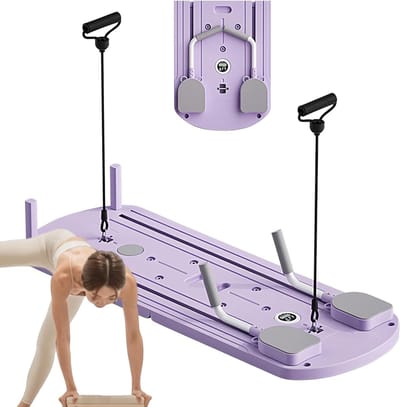 Pilates Reformer Board - Thuis Fitness - Lichaam Trainen - Opvouwbaar Ontwerp - 110 cm - Paars