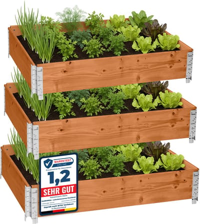 Garronda Kweekbak Palletrand 3-Pack 120x80x20cm - Bruint - Bloemen - Kruiden - Palletframe - Natuurlijke Verhoogde Bloembedden - GD-BUD-PAL