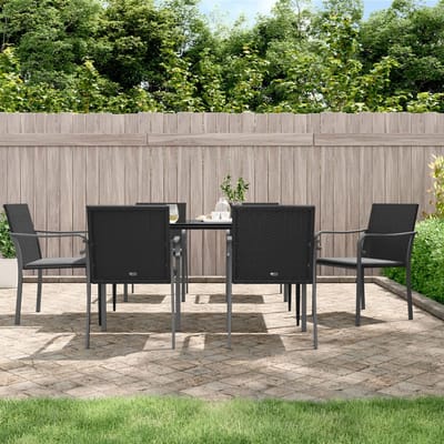 vidaXL - 7-delige - Tuinset - met - kussens - poly - rattan - en - staal