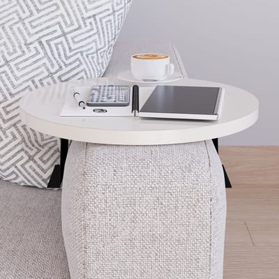 Dienblad armleuning Kuleskyd rond Ø34 cm creme [en.casa]