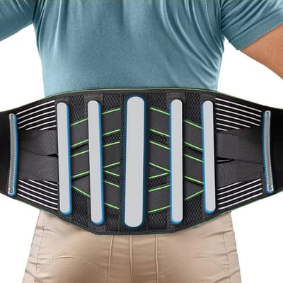 Rugsteungordel met 5 lendensteunen - ademend voor heren en dames - geschikt voor gewichtheffen en langdurig zittend werk-S : 90*21cm
