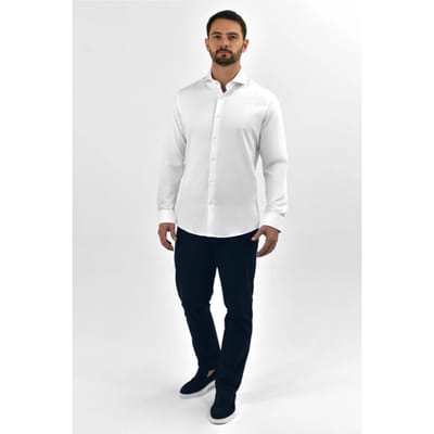 Vercate - Strijkvrij Kreukvrij Overhemd - Wit - Slim Fit - Bamboe Katoen - Lange Mouw - Heren - Maat 37/S