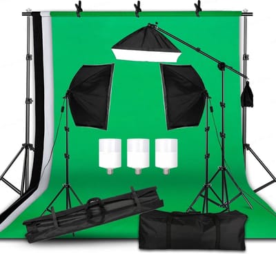 RM Store® - Fotostudio Set - Fotobox - Fotografie Achtergrond - Fotodoek - Fotostudio Met Verlichting - Softbox Set