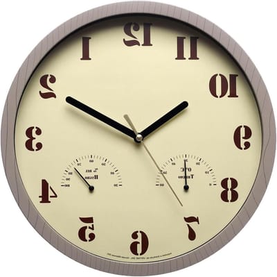 Buitenklok met thermometer - Wandklok buiten - Weer in de gaten - Waterdicht en decoratief - 25.7 cm breed - Zwart