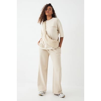 Dames DSGN Studio Geembosseerde Rechte Pijp Jogger | Stone | Maat: Large