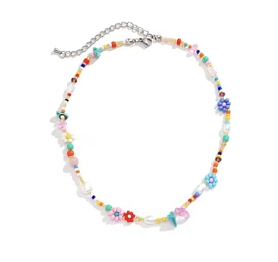 Ketting Meisje- Kralenketting Meisje- Bloemenketting- Meerkleurig- Zomer Ketting- LiLaLove- Cadeau Meisje- Kind