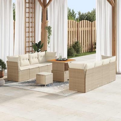 vidaXL - Tuinbank - Set - 11 - st - 8-Aantal - zitplaatsen - Beige - en - Crème
