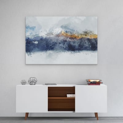 Artaza Canvas Schilderij Bergen Abstract - 90x60 cm - Wanddecoratie Woonkamer - Muurdecoratie Aquarel - Schilderijen Op Canvas