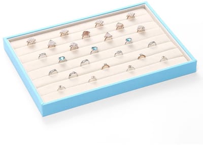 Allecto - Sieradenbox - Organizer voor Halskettingen Armbanden en Oorbellen - Blauw - Ruim en Praktisch - Sieradenset - Geschikt voor Diversen - Co...