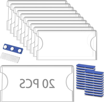 Set van 20 Magnetische Naambordjes 75 x 30 mm, Ideaal voor Kleding, ID Kaarthouder met Sterke Magneet en Herbruikbare Naamlabels