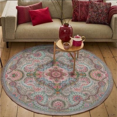 Tapis Rond Style Bohème Salon Jeu Chambre Cuisine Balcon Paillassons Chambre Antidérapant Jeu Décoration Intérieure Tapis Rétro 120*120cm