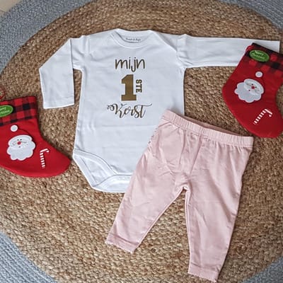 Rompertje baby met tekst Baby cadeau Kerstpakje - Kerst Romper - Kerstoutfit tekst mijn eerste kerstmis pakje jongen meisje baby kleding kerst Kerstkleding kerstpakje aankondiging bekendmaking zwangerschap cadeau voor de liefste aanstaande