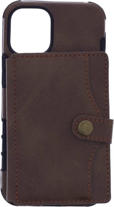 Backcover hoesje Geschikt voor: Apple iPhone 12 Mini hoesje - Pasjeshouder case - Ruimte voor pasjes - Siliconen en Polsbandje - Bruin