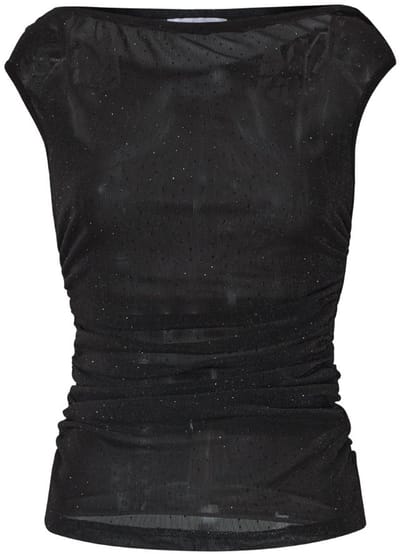 Gimme - Festival The Sparkle Top – Feestelijke Glanzende Top – Modieus Geweven Shirt voor een Sprankelende Look - Zwart - Maat M