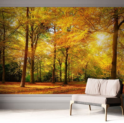 Coloray Zelfklevend Behang - Gouden bladeren Stickerbehang op rol - 312x250 cm - Geel Zelfklevend Behang - Voor de woonkamer, slaapkamer en kantoor - Herpositioneerbaar - Zelfklevend fotobehang