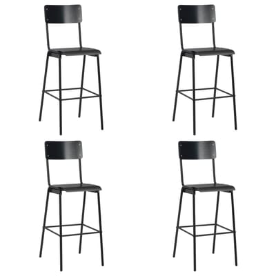 vidaXL - Barstoelen - 4 - st - massief - multiplex - staal - zwart