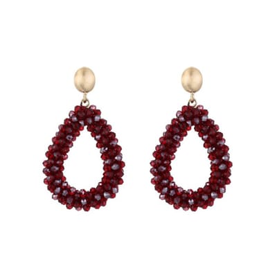 Bijoutheek Oorknoppen Kralen Druppel Deep Red