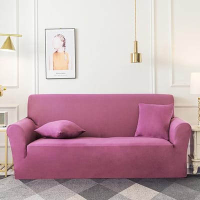 Housse de canapé de couleur unie pour salon, housse de protection de chaise extensible élastique, 1/2/3/4 places, coin de canapé en forme de L, besoin d'acheter 2 pièces Small(90-140cm)1pc pink