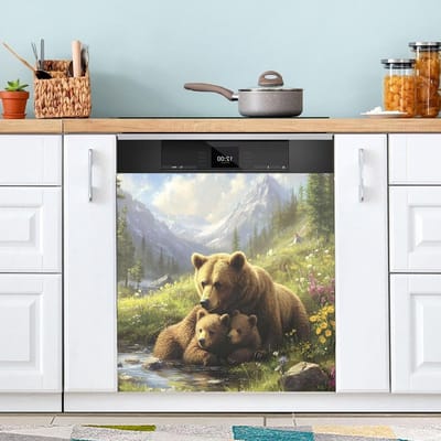 Vaatwasser Magneten - Keuken Decor - Keuken Opfrissen - Universele Compatibiliteit - 23 x 26 Inch - Beren bij rivier