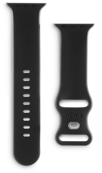 Hama Fanstastic feel Bandje geschikt voor de Apple Watch 38/40/41mm - Kunststof siliconen - Anti-kleef oppervlak - Easy-change - Zwart