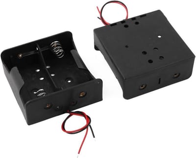 Batterij Houder - D Cel - Apparaten Voeden - 2 Stuks Set - 7 x 7 x 3.1cm - Zwart