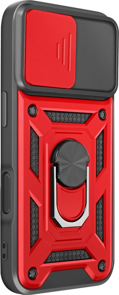 Mayaxess, Hoesje geschikt voor iPhone 17 - Camera Schuif & Magneet Ring, Rood