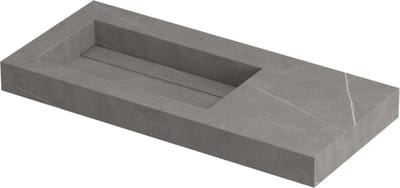 INK Pitch wastafel in keramische slab wasbak links met drain en front en side skirts zonder kraangat 100x45x9cm, armani grey mat