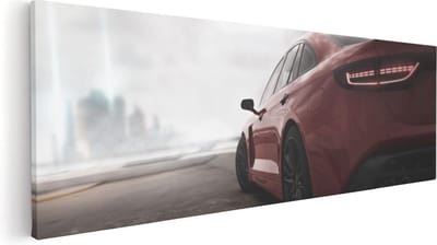 Artaza Canvas Schilderij Sportauto - 60x20 cm - Muurdecoratie Auto - Wanddecoratie Mancave - Kamer Accessoires Rood