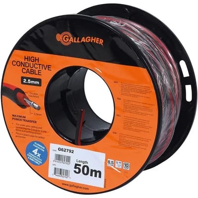 Gallagher Grondkabel XL Rood 2,5mm (50m) - Hoogwaardige grondkabel voor lage weerstand in systemen