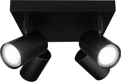 Ledvion LED Plafondspot Zwart 4-lichts Vierkant GU10 3W koud wit