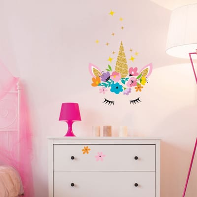 Muurstickers - Eenhoorn en Sterren - Transparante Achtergrond - 100x100cm