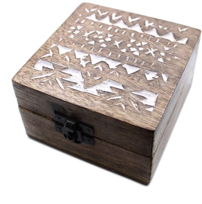 Slavische Schatkist - Handgemaakte White Washed Box van Mango Wood uit India