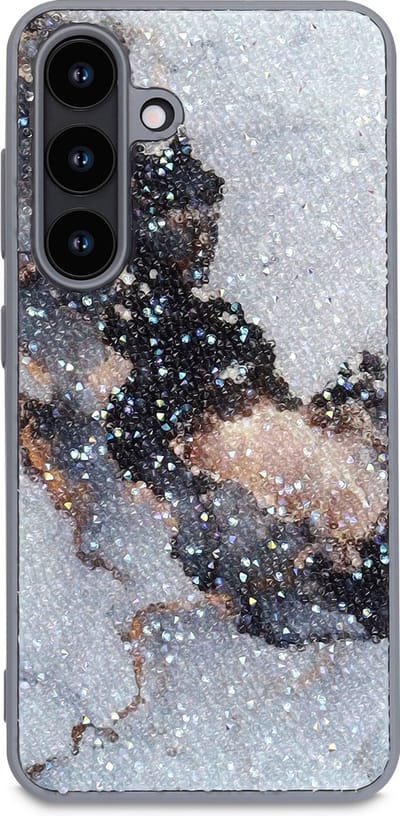 Casemania Hoesje Geschikt voor Samsung Galaxy A52 - Grijs - Diamant Marmer Glitter Back Cover