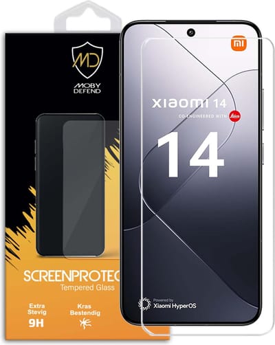 MobyDefend Screenprotector - Geschikt voor Xiaomi 14 - Case-Friendly Screensaver - Gehard Glas