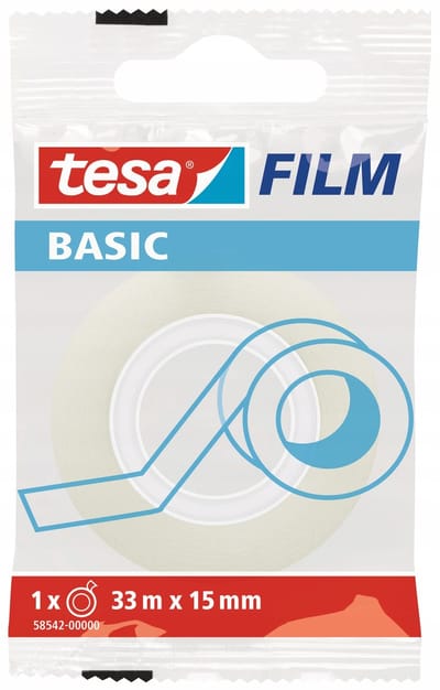 tesafilm® BASIC - Bureaulijm - Transparant - Universeel - Discreet - 33m x 15mm