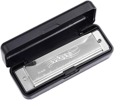 Mondharmonica Kinderen - Muziekinstrument Speelgoed - Muziek Leren - Duurzaam Metaal ABS - 12 x 4.7 x 4.2 cm - Zilver