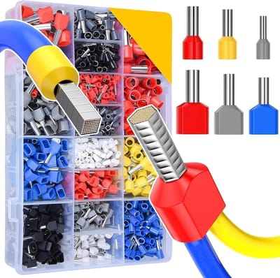 Adereindhulzenset 1200 stuks - Geïsoleerde krimpconnectoren - Elektrische verbindingen maken - Breed scala maten 0.5-16mm² - Met assortimentsdoos