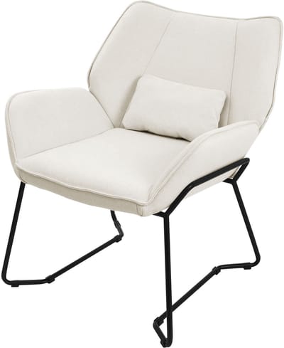 Woonkamer fauteuil Loungestoel Beige met rugkussen tot 120 kilogram Polyester hoes in linnenlook ML design