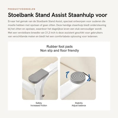Dailygoods- Staanhulprail Verstelbaar - Antislip Mobiliteit - Stoelbank Stand Assist - Eenvoudige Installatie - 6 Hoogtes - Verbeterde Veiligheid - Stoelstandaard