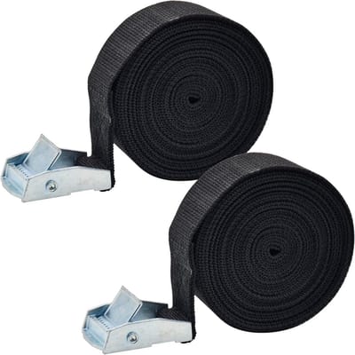 Bevestigingsriemen Set - Spanbanden Gesp - Veilig Transport - Hoge Sterkte - 25mm x 4m - Zwart