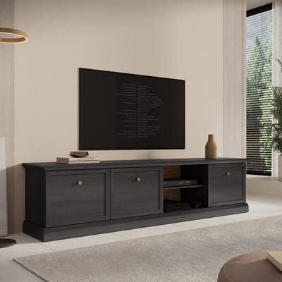 Meubella - TV-Meubel Leroy - Zwart eiken - 206 cm