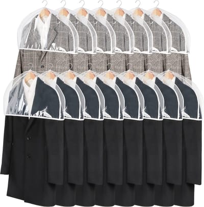 Kledinghoezen - Stofbeschermers - Kast Opbergen - Ademend Ontwerp - Set van 15 - Transparant