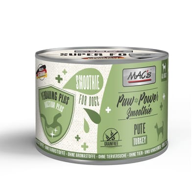 Voordeelpakket 12x185g MAC's Dog Paw Power Smoothie Kalkoen - Spijsvertering Aanvullend voer voor honden