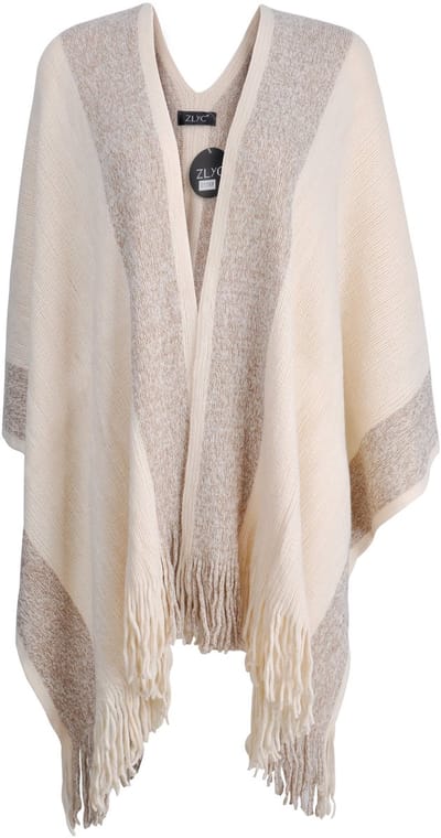 Allecto - Vrouwen Winter Open Cape - Warme Poncho met Franjes - Multifunctioneel - Eenheidsmaat - Perfect voor Koude Dagen - Stijlvol en Comfortabel